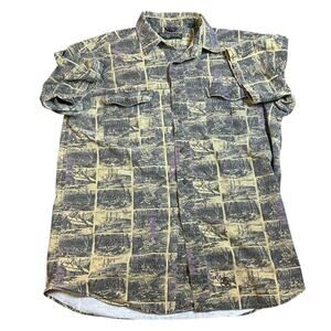 Vintage 90s Jansport Button Up Shirt Sz Large Sailor Nautical Coastal Dad Casual